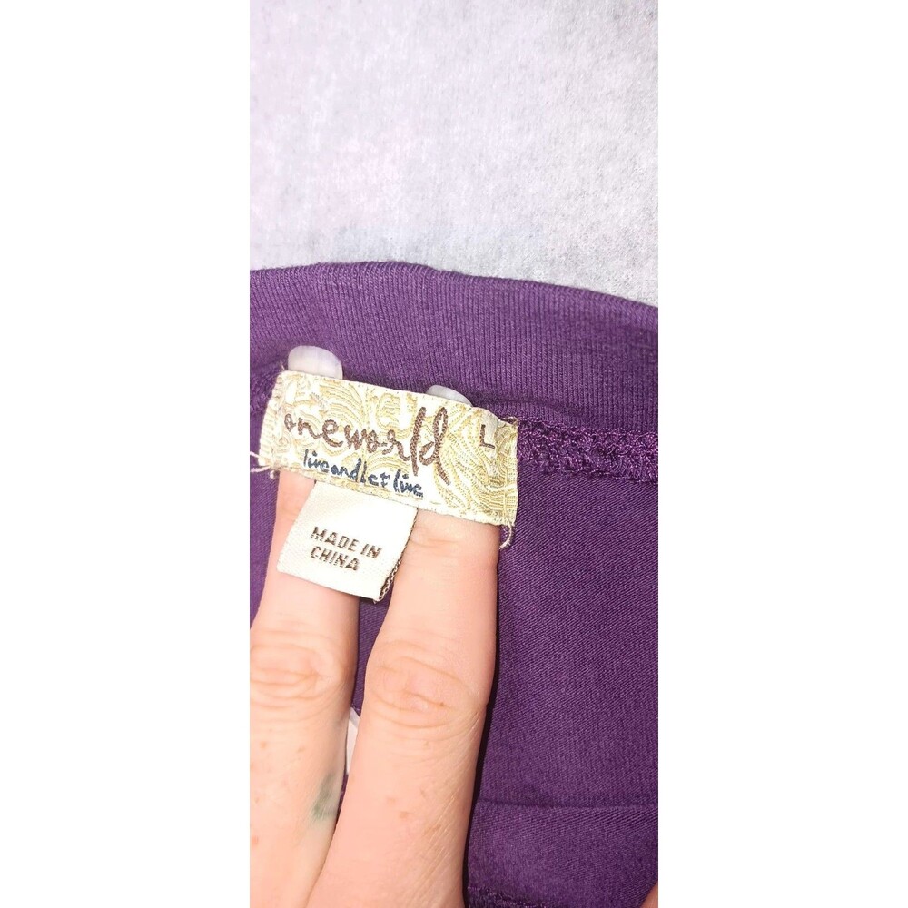 NWT! One World Capris Leggings L Eggplant Purple Activewear Atheisure Cropped - Picture 2 of 13